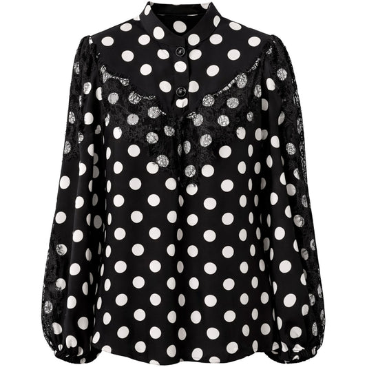 ZoMAYA - Prikket Bluse med Blondedetaljer