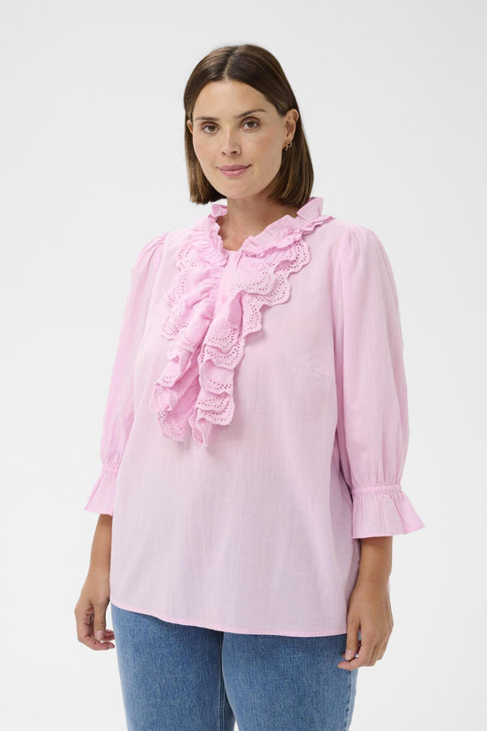 KCangli - Bluse med Anglaise Krave