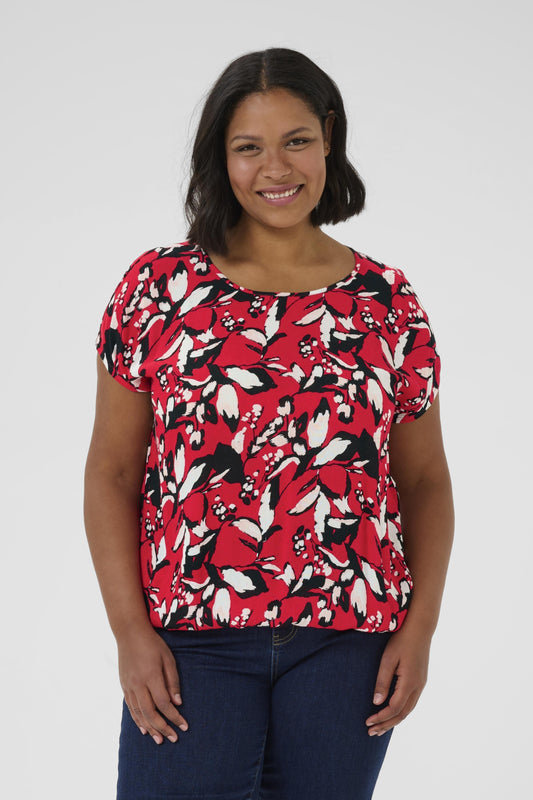 KCami - Printet bluse med Elastikkant