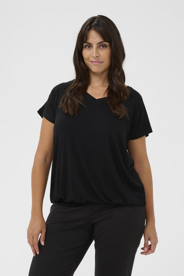 KCjena - V-neck T-Shirt med Elastikbund