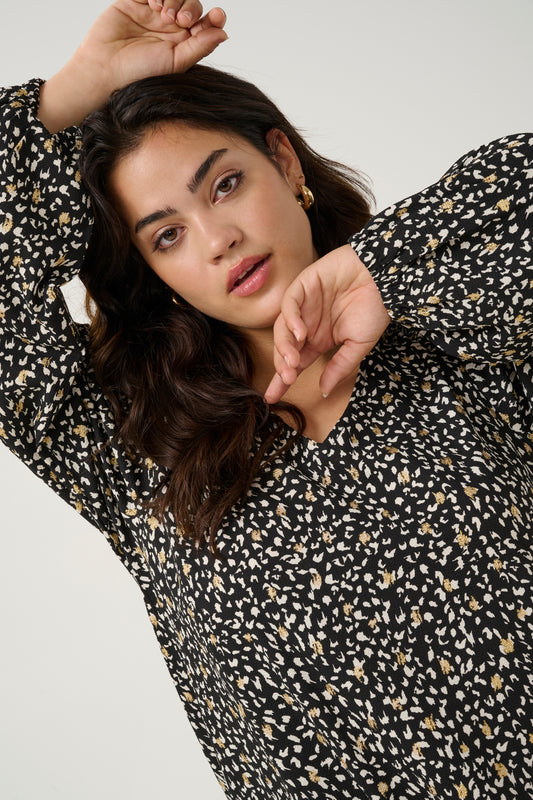 KCmalena - Kjole med Guld Print