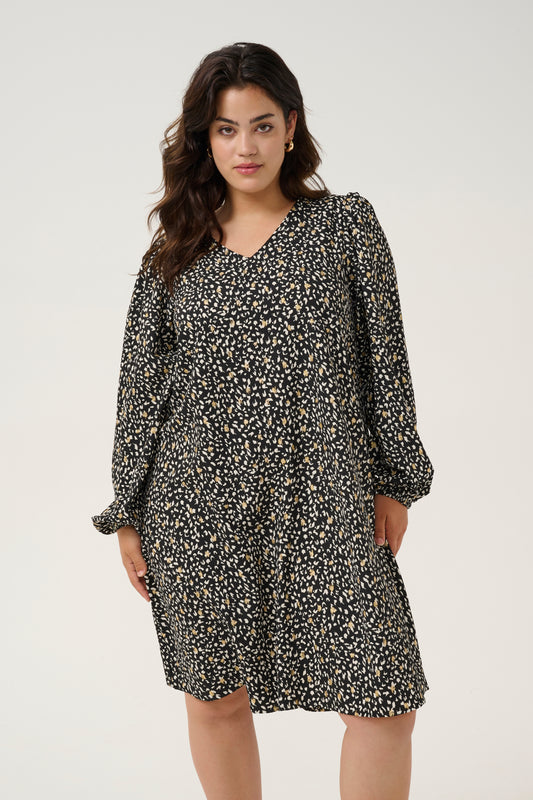 KCmalena - Kjole med Guld Print