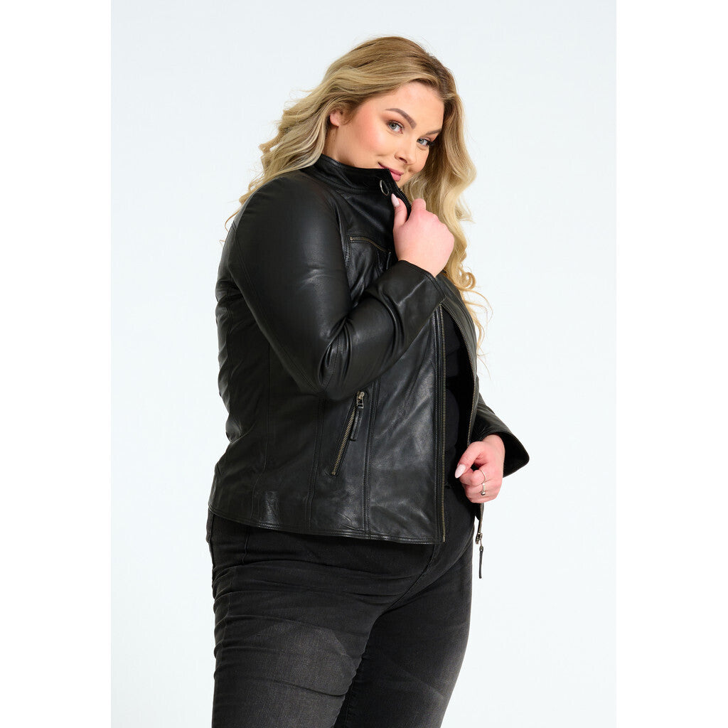 Plus size læderjakke