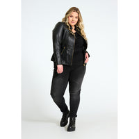 OX Leather Biker Jacket with Gold Zipper - noos