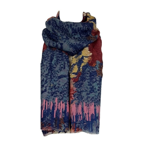 Update - Tørklæde med mønster - Rød combi s113102