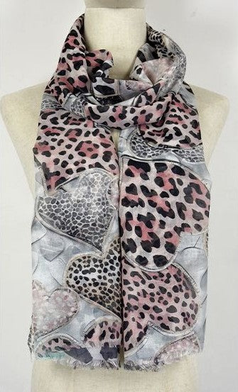 Update Tørklæde - Leopard Hjerter