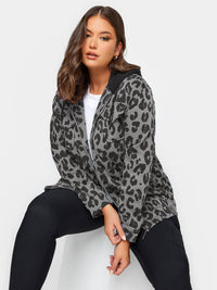 YoHooded Sweat Shacket Leopard