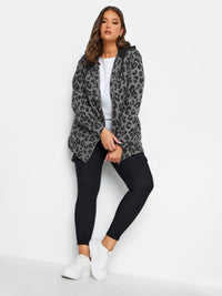 YoHooded Sweat Shacket Leopard