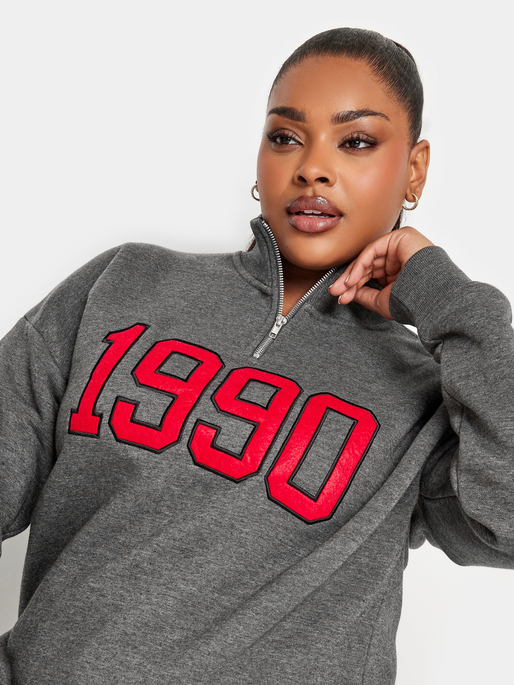 Yo1990 Zip Neck Grey