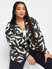 YoHooded Sweat Shacket Zebra