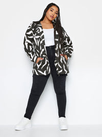 YoHooded Sweat Shacket Zebra