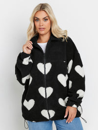 YoZip Through Fleece Heart Print