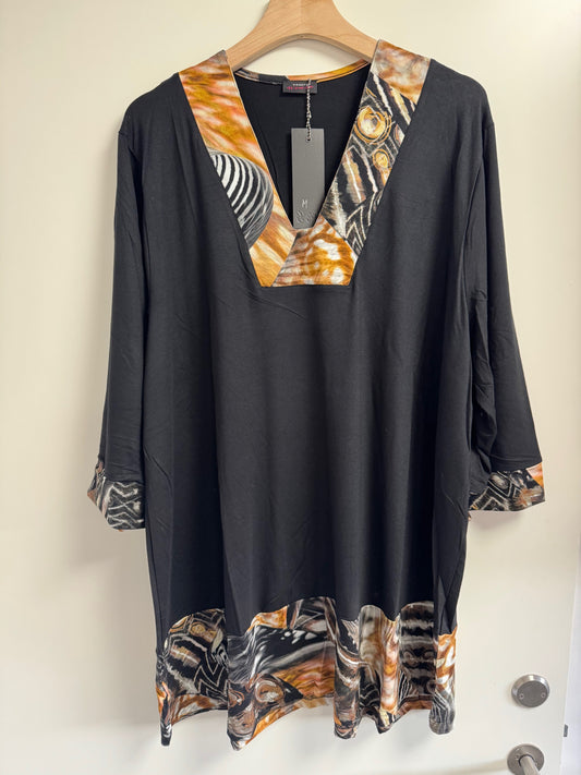 LGTunic V-hals sand/svart/grønn/blå