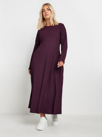 YoTEXTURED FLARED MAXI DRESS PLUM