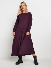 YoTEXTURED FLARED MAXI DRESS PLUM