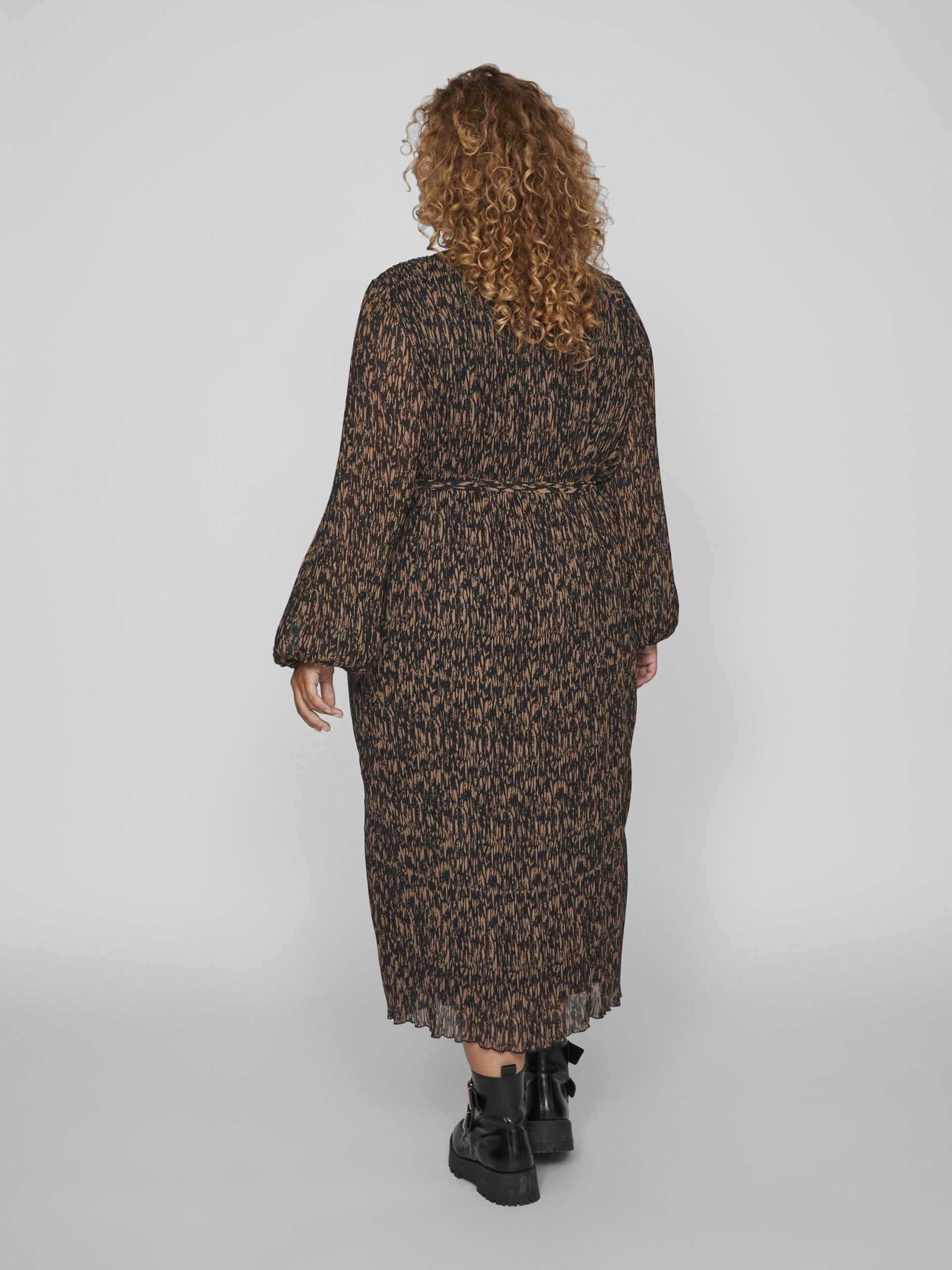 VIDALIANA L/S O-NECK MIDI DRESS/CUR/RT