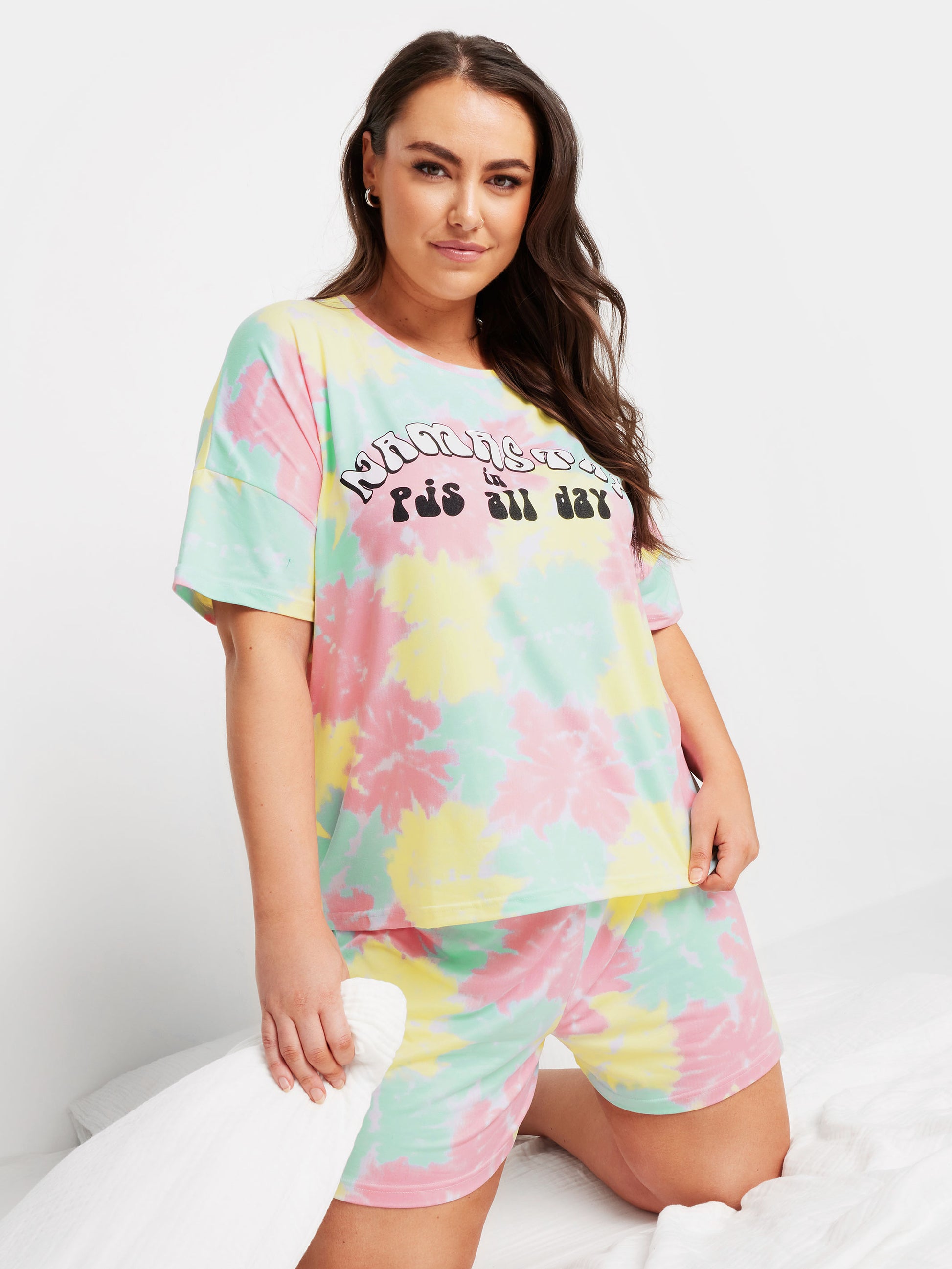 YoNAMASTAY TIE-DYE CROP PJ SET