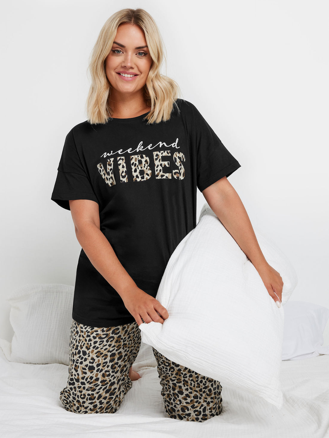 YoWEEKEND VIBES WIDE LEG PJ SET