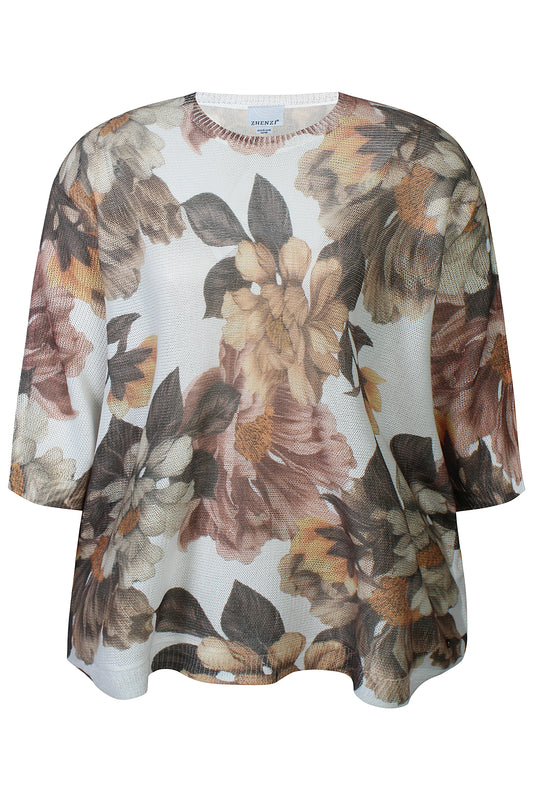 ZhLeann 1492 - Blomstret Pullover