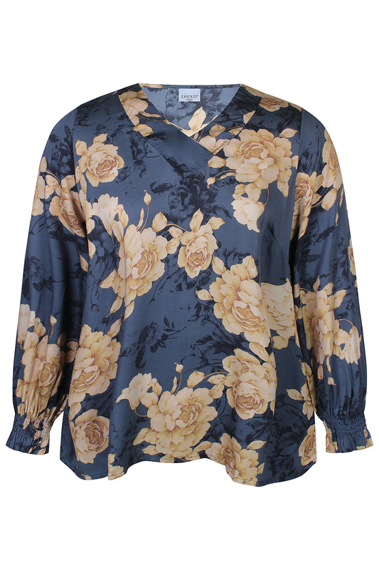 ZhMeryl 1616 - Blomstret V-hals Bluse