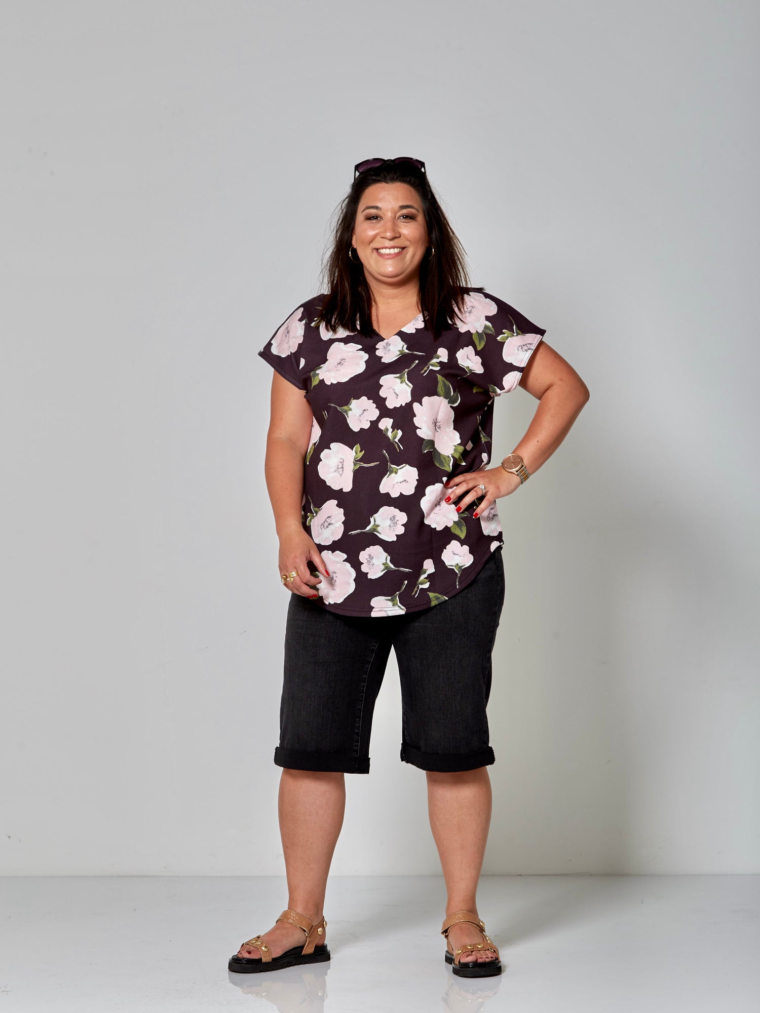 Blå plus size shorts