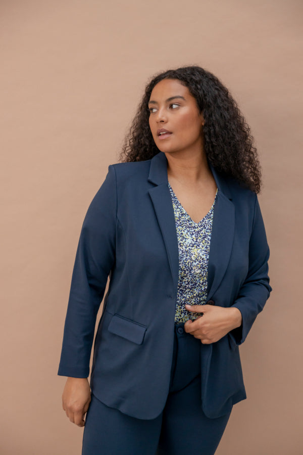 Blå plus size Blazer