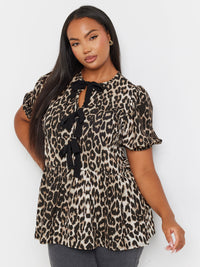 YoWoven Leopard Bow Top