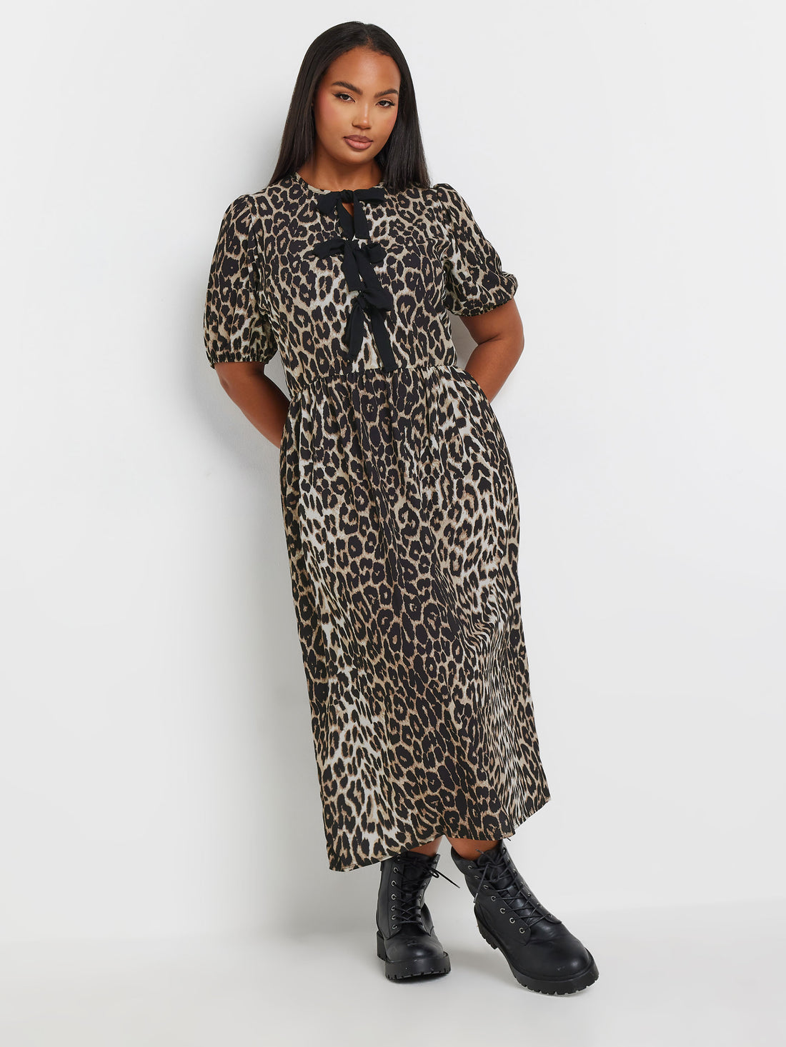 YoWoven Leopard Bow Dress