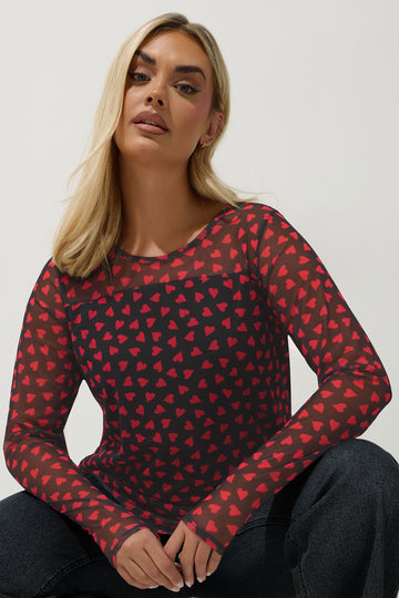 YoMesh Heart - Bluse med Hjerter