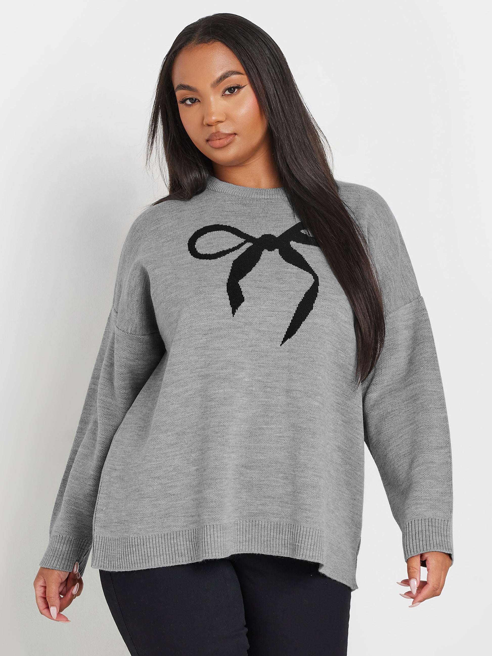 YoBOW PRINT JUMPER GREY