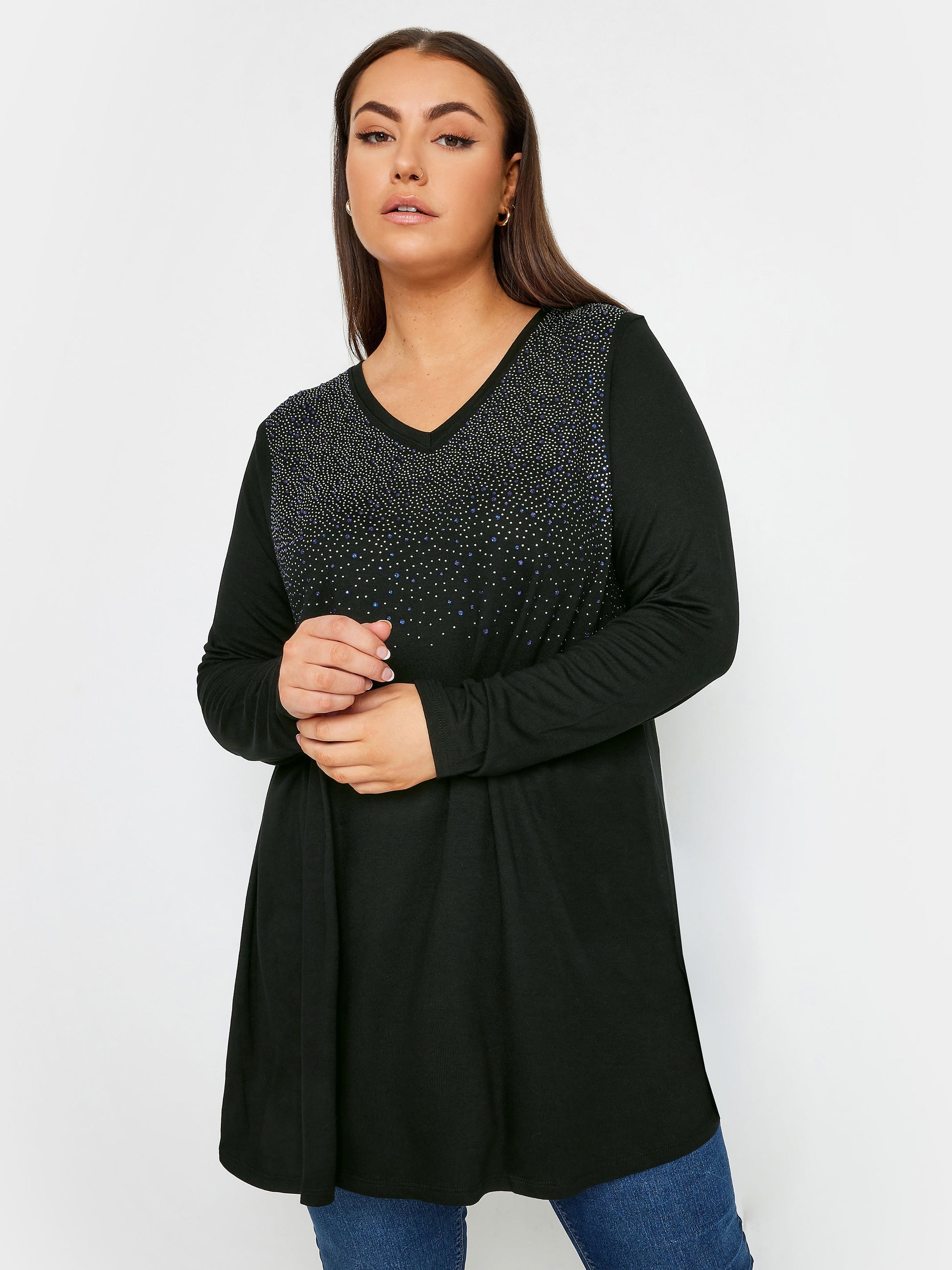 YoStud Embellished Long Sleeve Top