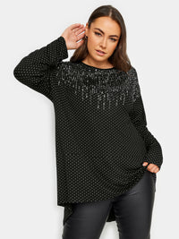 YoSequin Embellished Long Sleeve Top