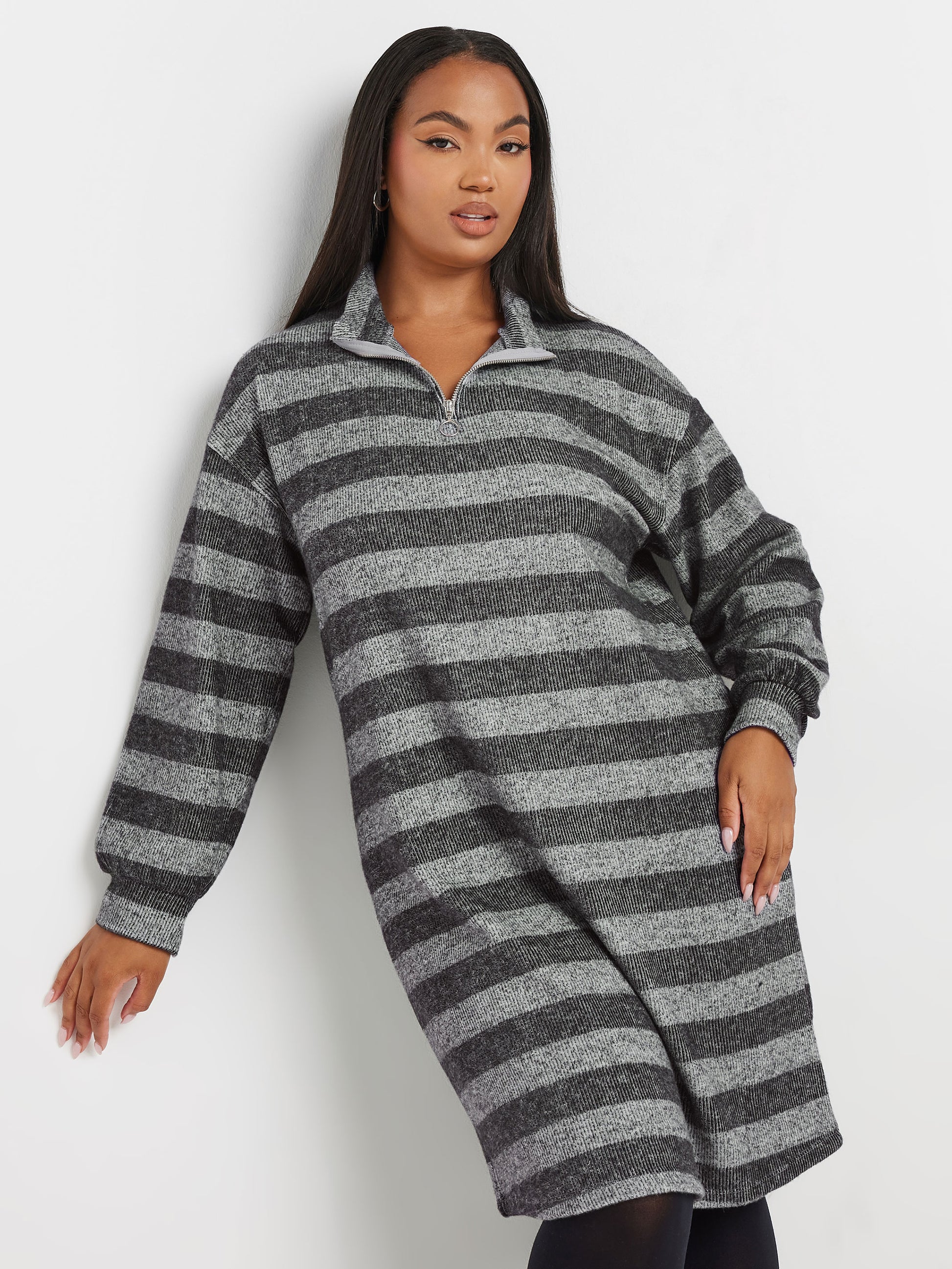 YoSoft Touch Zip Neck Jumper Dress