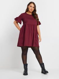 YoFrill Sleeve Smock Tunic Dress