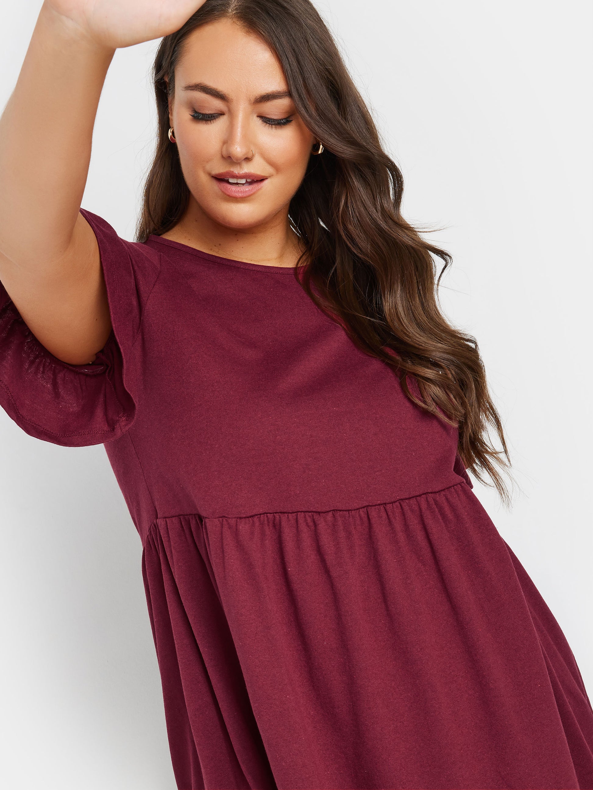 YoFrill Sleeve Smock Tunic Dress