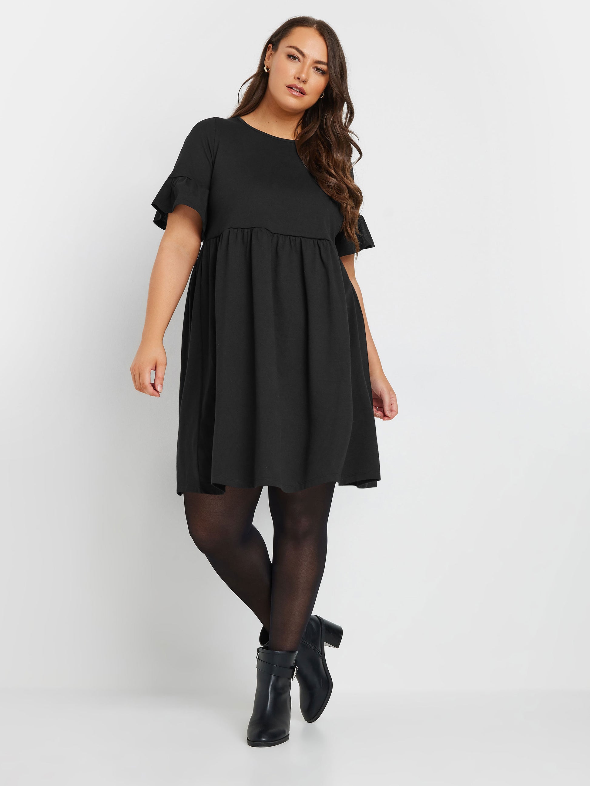 YoFrill Sleeve Smock Tunic Dress