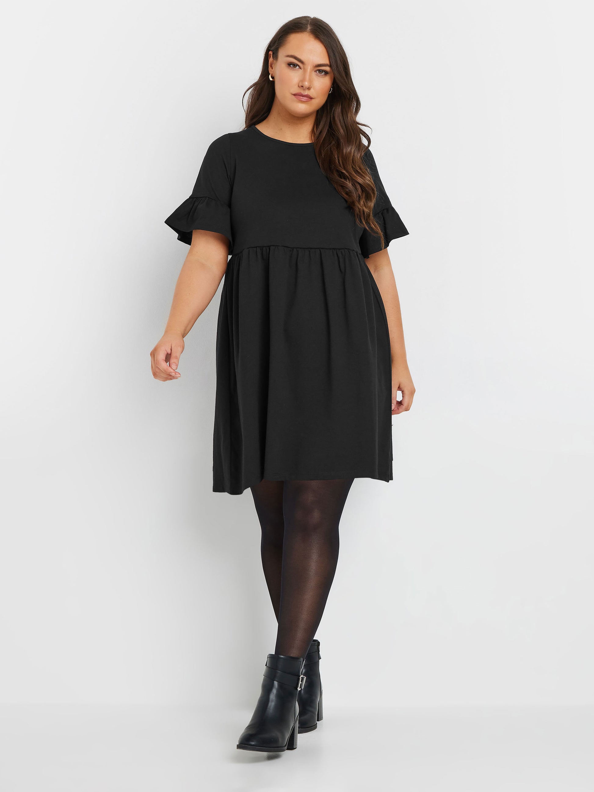 YoFrill Sleeve Smock Tunic Dress