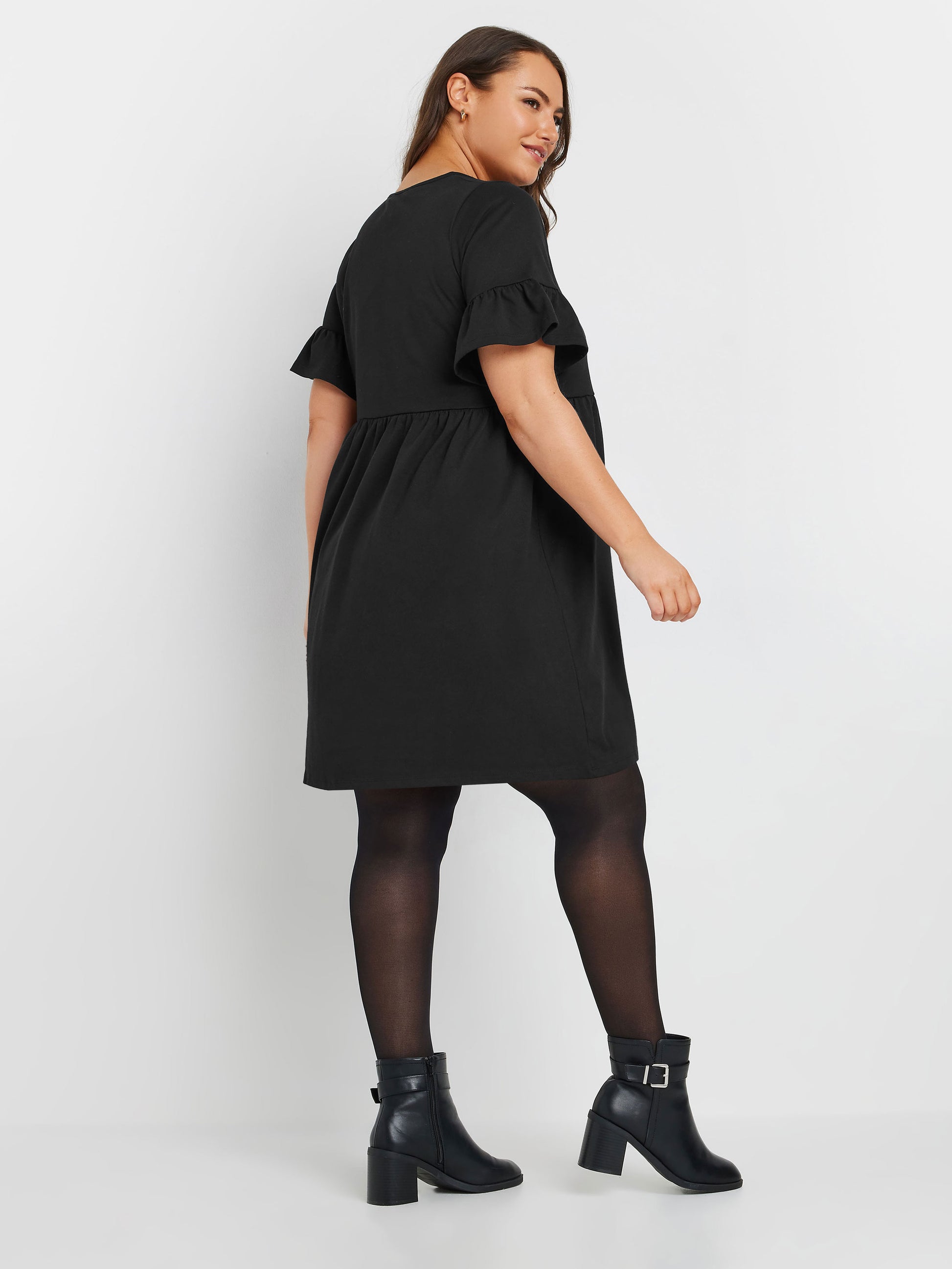 YoFrill Sleeve Smock Tunic Dress