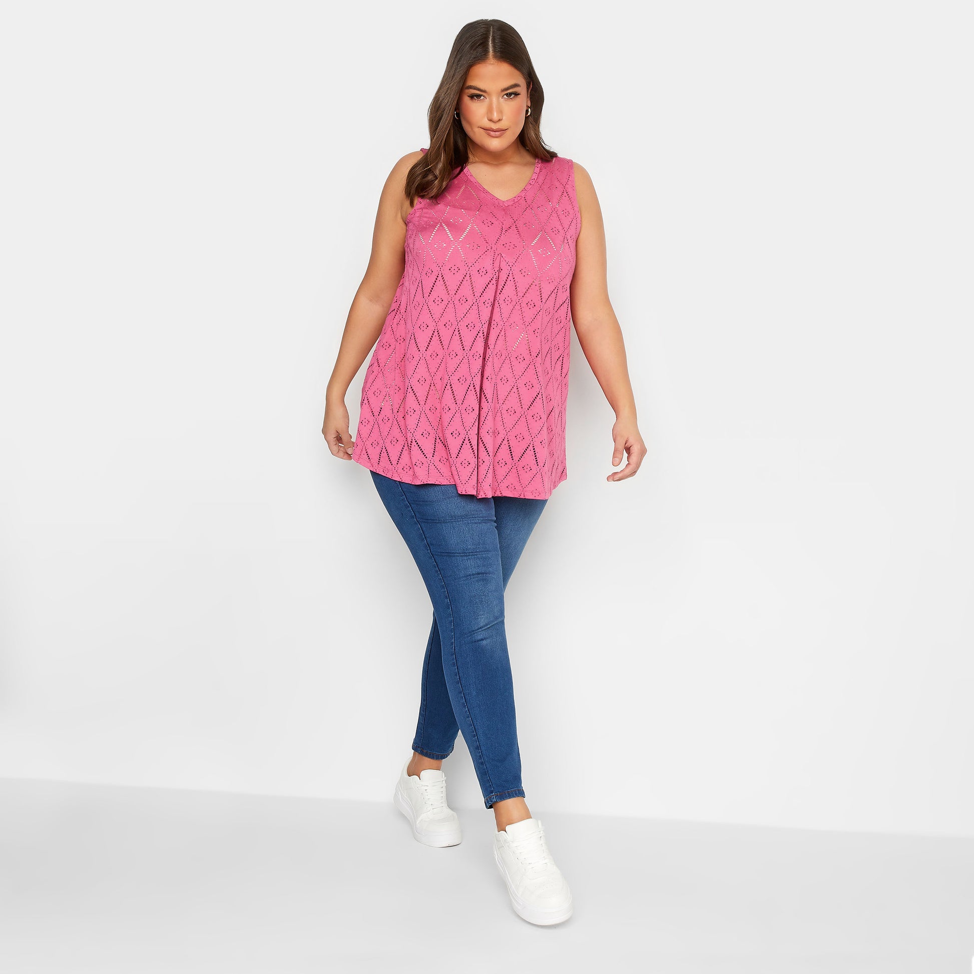YoPink Broderie Anglaise Swing Vest Top