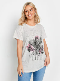 YoPlacement Print T-Shirt Love Life Grunge Grey