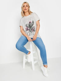 YoPlacement Print T-Shirt Love Life Grunge Grey