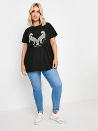 YoPrint T-shirt Black Leopard Stud