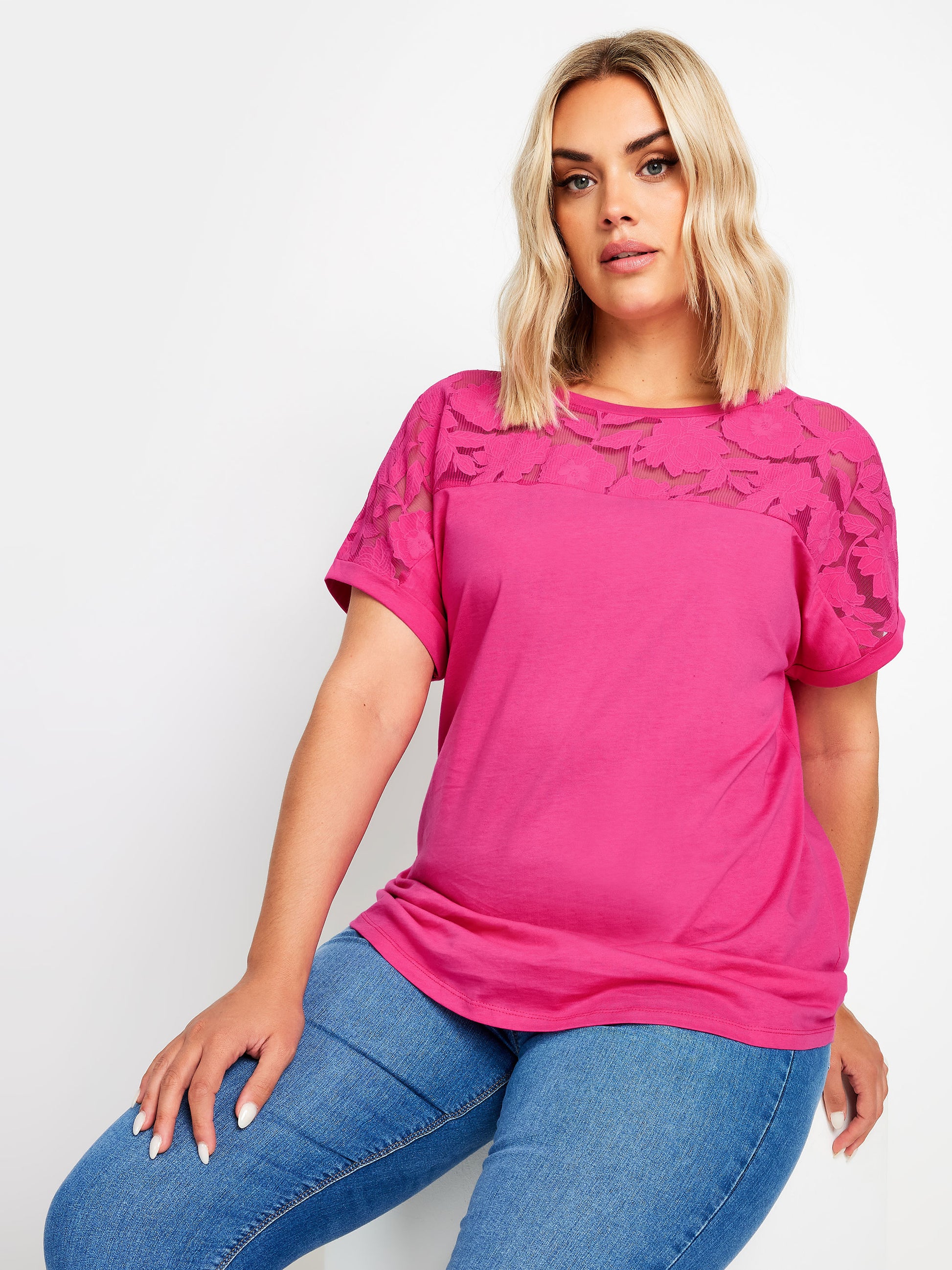 YoMESH BURNOUT T-SHIRT PINK