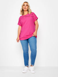 YoMESH BURNOUT T-SHIRT PINK