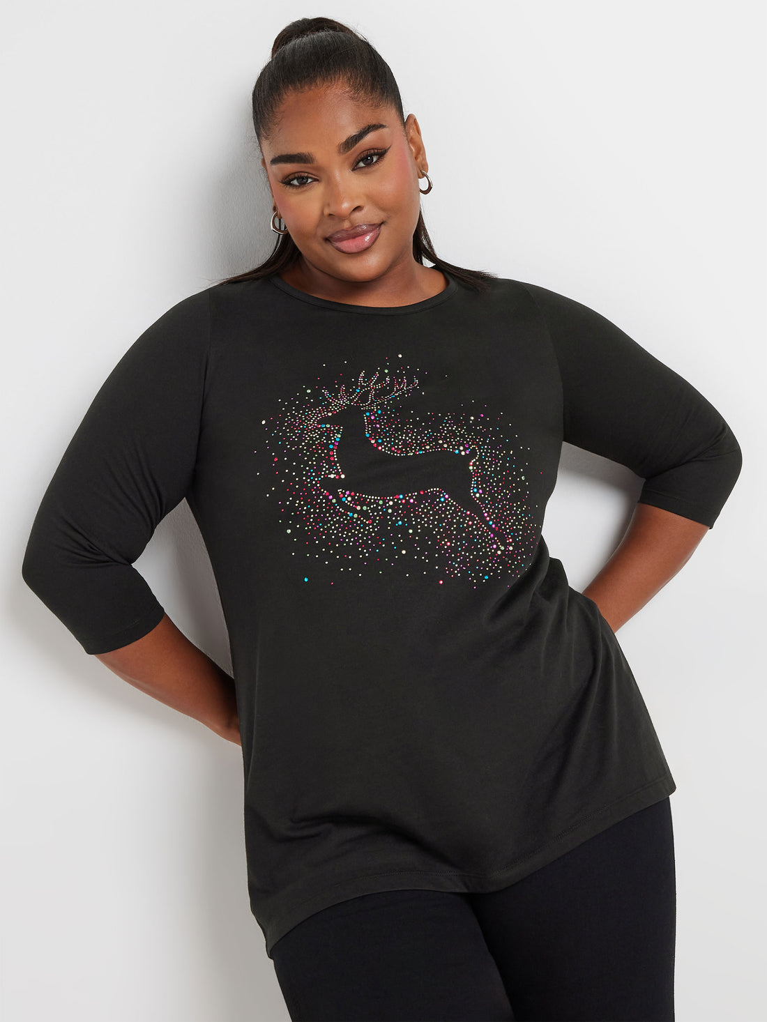 YoNOVELTY LS REINDEER GEM BLACK