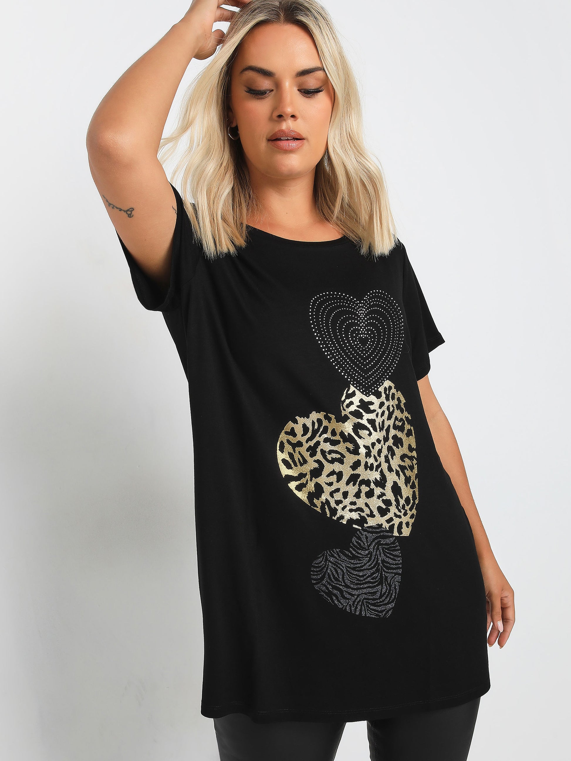 YoGLITTER HEART T-SHIRT BLACK