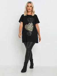 YoGLITTER HEART T-SHIRT BLACK