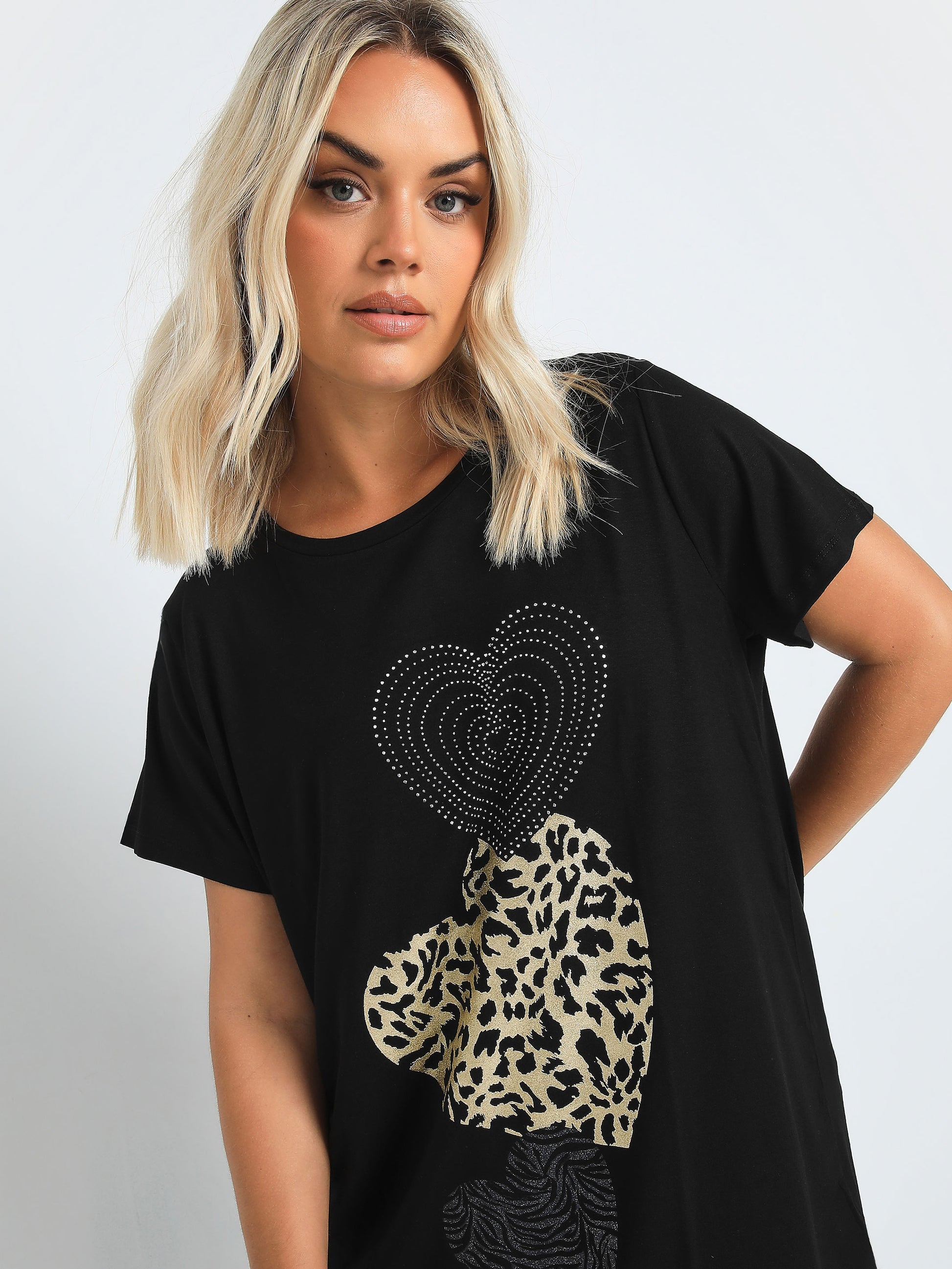 YoGLITTER HEART T-SHIRT BLACK