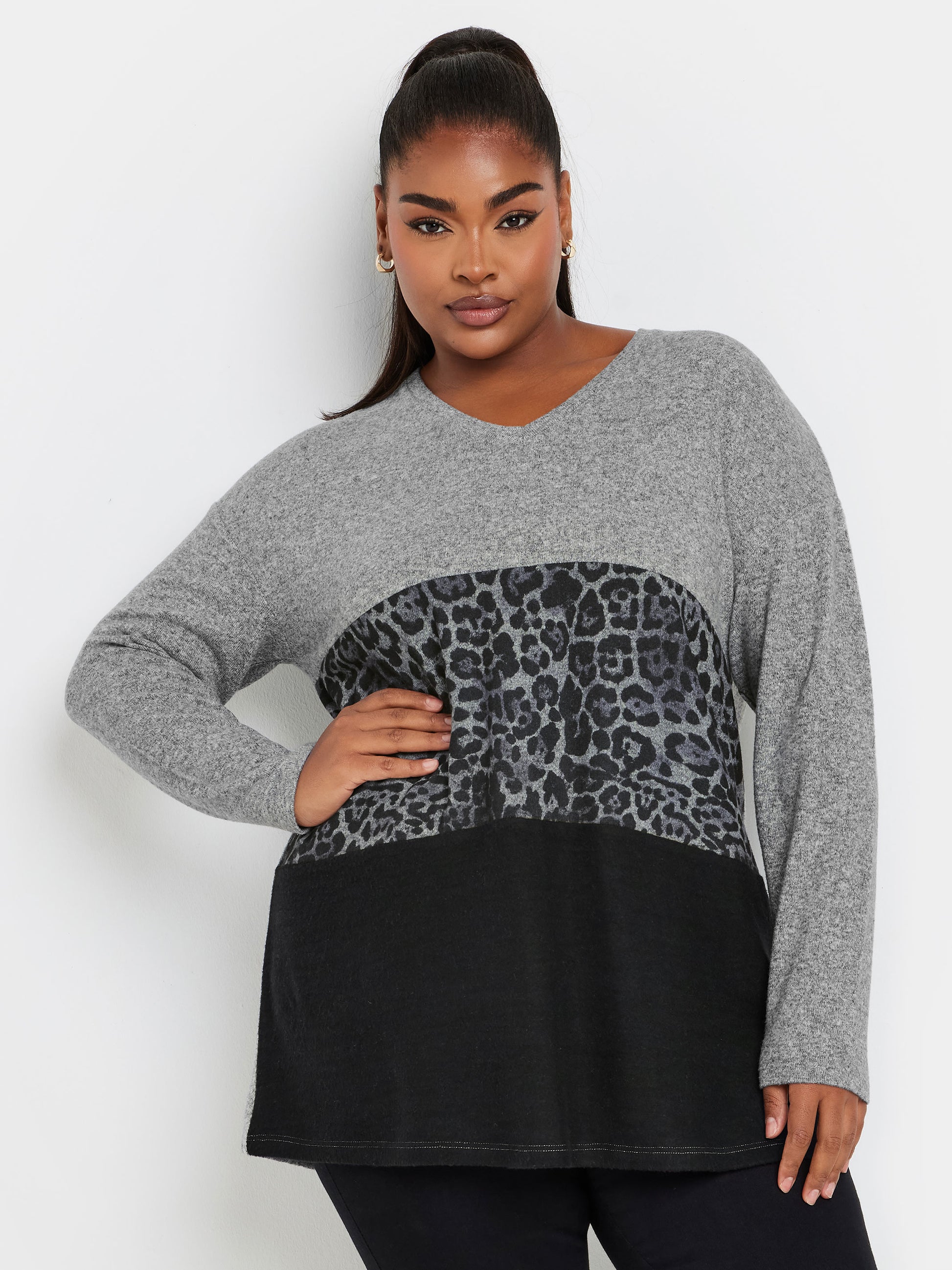 YoCOLOURBLOCK JUMPER GREY ANIMAL