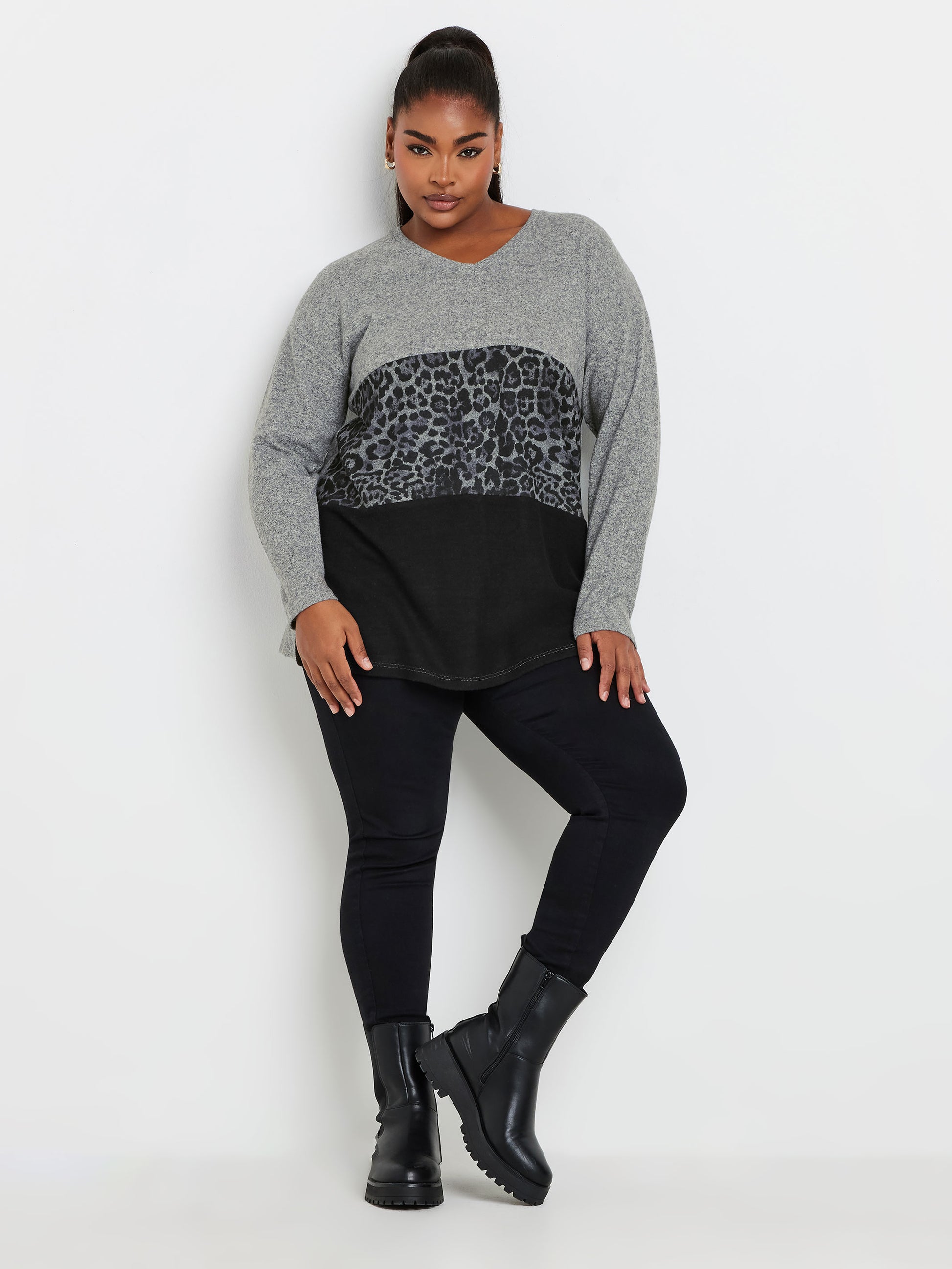 YoCOLOURBLOCK JUMPER GREY ANIMAL